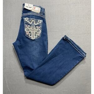 Rebel Boot Cut Western Embroidered Sticking Jeans Womens Size 9 New